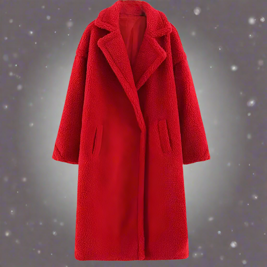 Drune | Teddy Mantel - Langer Faux Shearling - Lässiger Schnitt - Eleganter Reverskragen