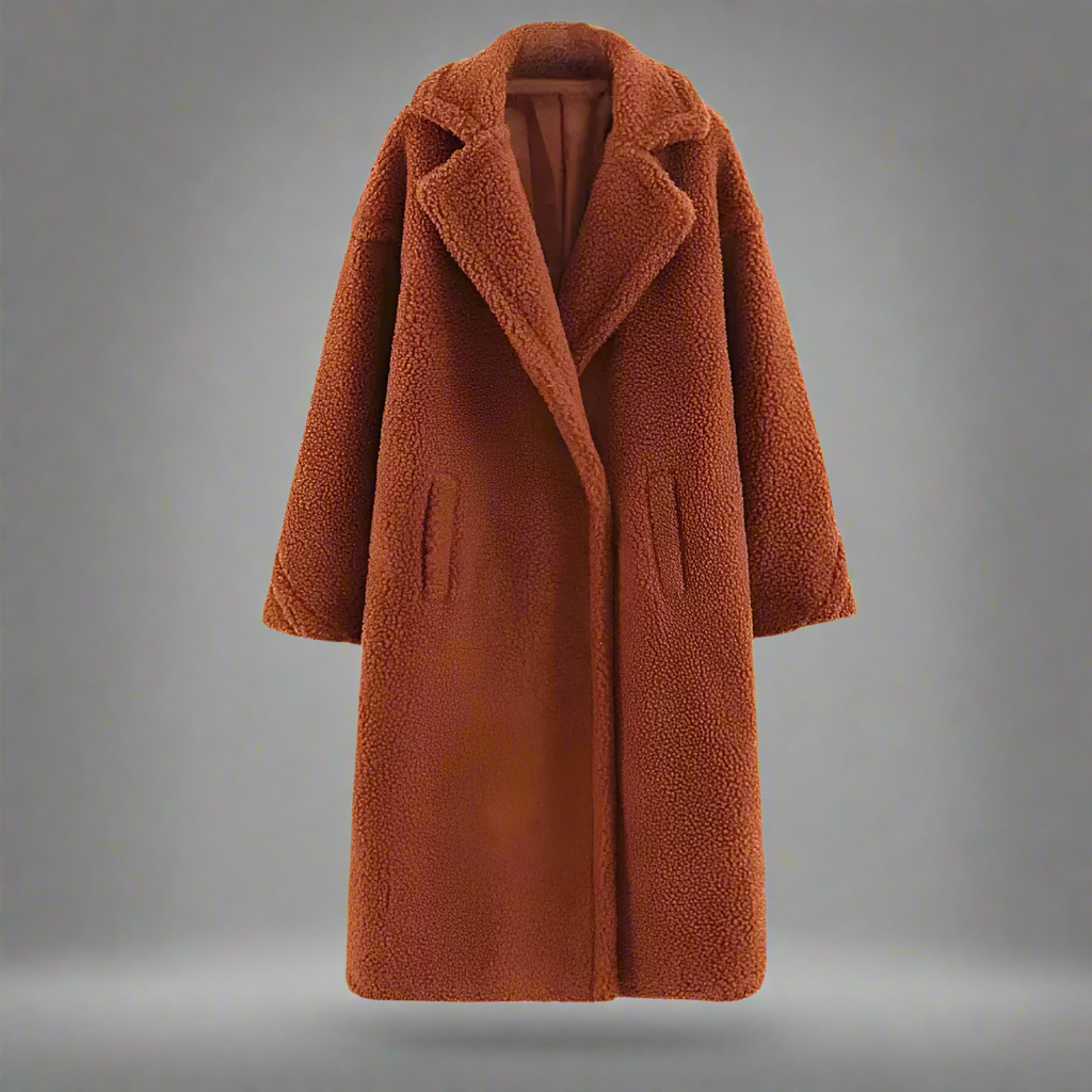 Drune | Teddy Mantel - Langer Faux Shearling - Lässiger Schnitt - Eleganter Reverskragen