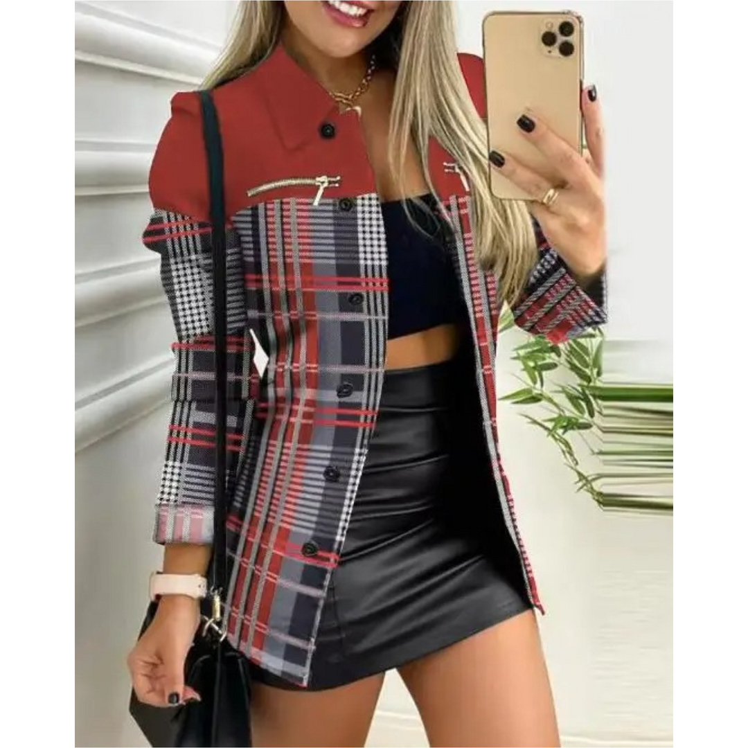 Drune | Schlank, Gedruckt mit Revers Knopf Lange Sommerjacke