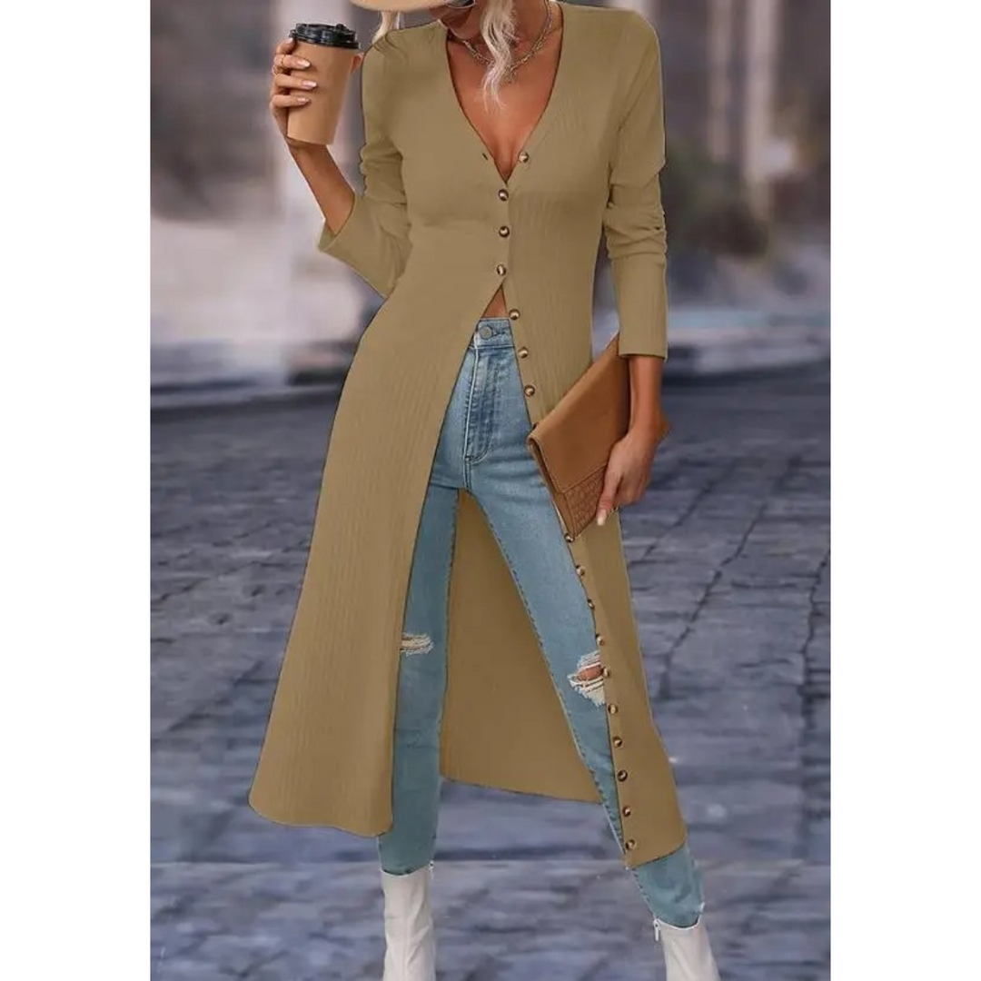 Drune | Fit V-ausschnitt Mit Knopf Lange Sommerjacke