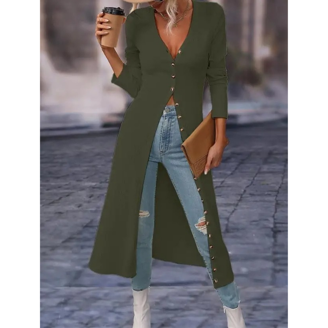 Drune | Fit V-ausschnitt Mit Knopf Lange Sommerjacke