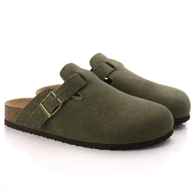 Drune | aus Wildleder Slip On Kork Sohle Pantoletten Herrenschuhe