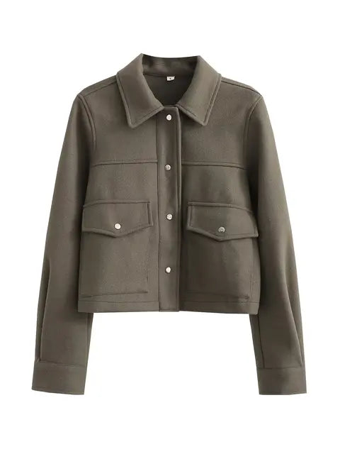 Drune | Damenwolljacke mit Umlegekragen und Knopfleiste