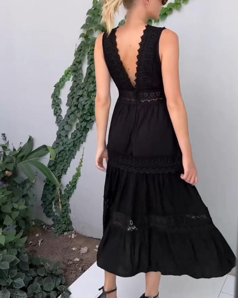 Drune | Ärmelloses Spitzen-Midi-Kleid für Damen