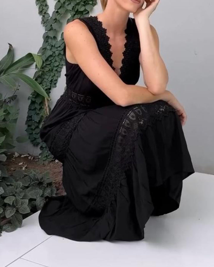 Drune | Ärmelloses Spitzen-Midi-Kleid für Damen