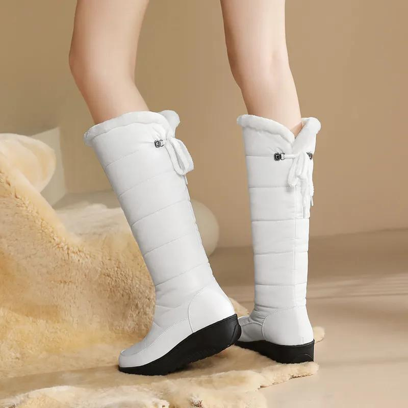 Drune | Damen knielange Winterstiefel mit warmem Fellfutter