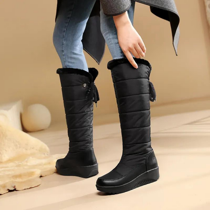Drune | Damen knielange Winterstiefel mit warmem Fellfutter