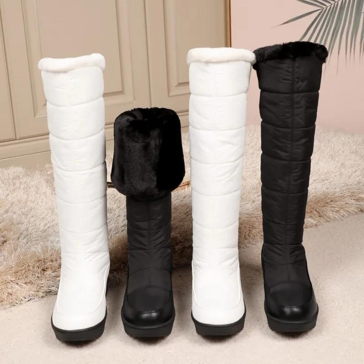 Drune | Damen knielange Winterstiefel mit warmem Fellfutter