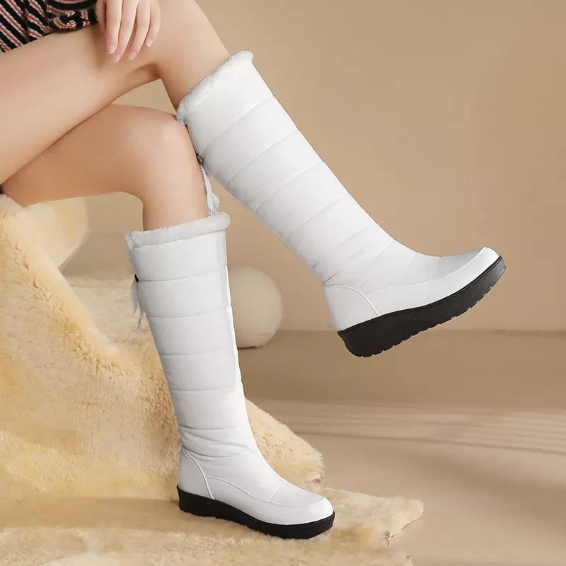 Drune | Damen knielange Winterstiefel mit warmem Fellfutter