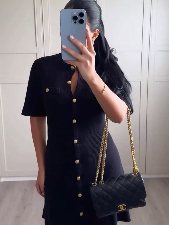 Drune | Rippstrickkleid Mit Knöpfen Und Brusttaschen