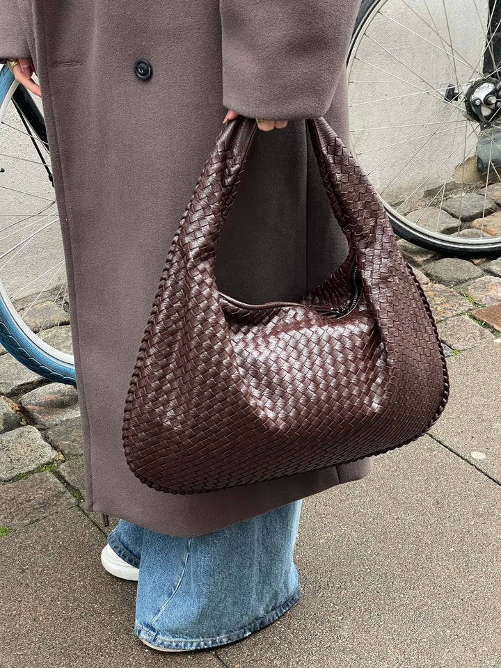 Drune | Vintage Umhängetasche Damen Geflochtene Handtasche mit Reißverschluss Im Sale
