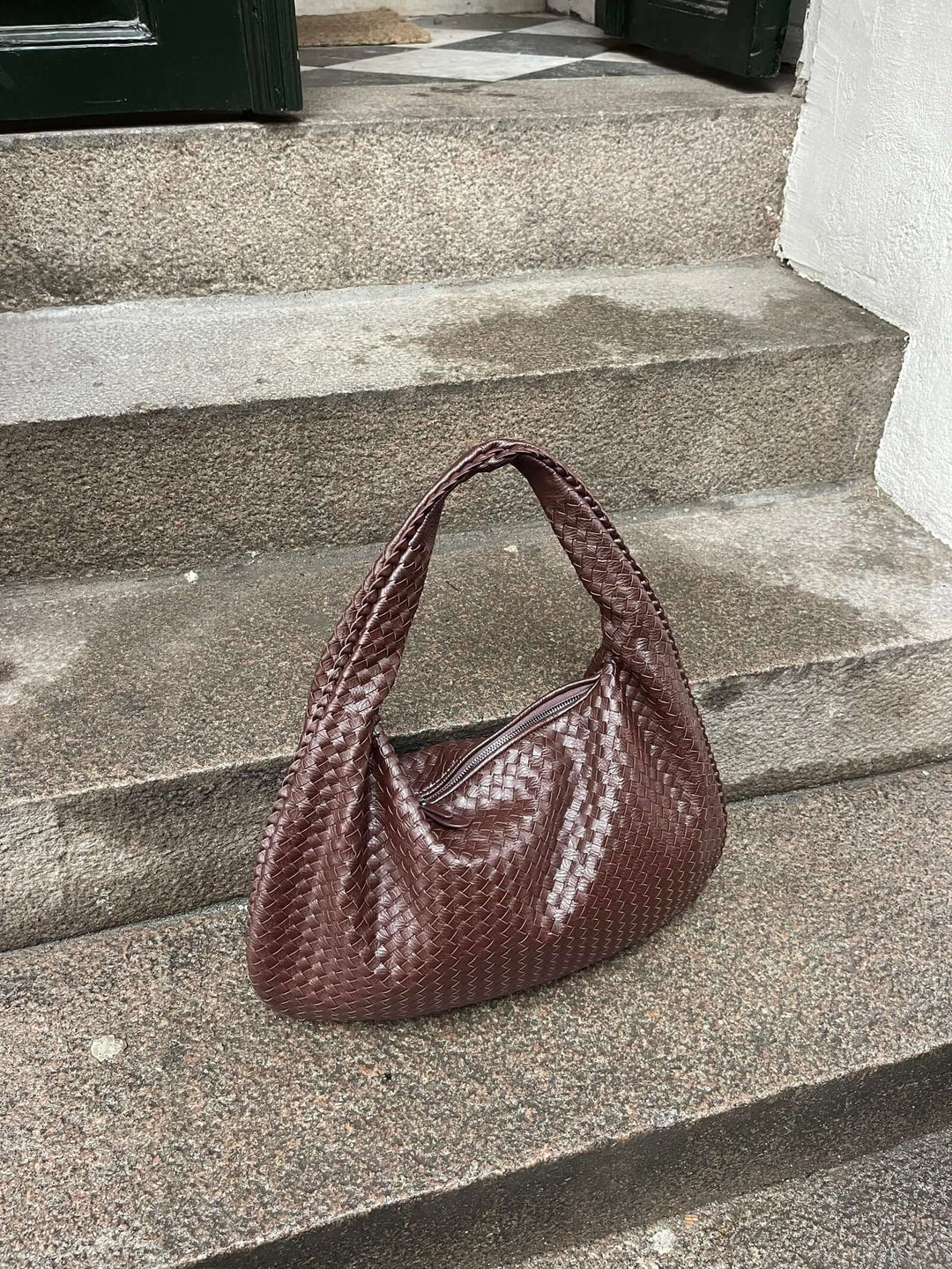 Drune | Vintage Umhängetasche Damen Geflochtene Handtasche mit Reißverschluss Im Sale