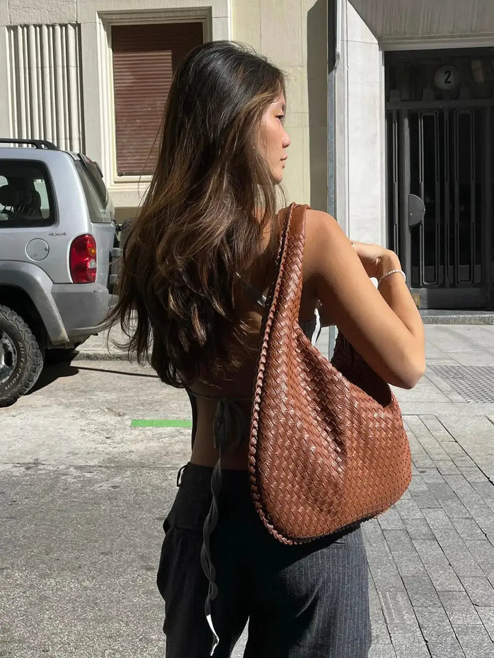 Drune | Vintage Umhängetasche Damen Geflochtene Handtasche mit Reißverschluss Im Sale