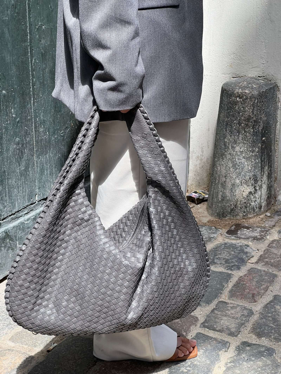 Drune | Vintage Umhängetasche Damen Geflochtene Handtasche mit Reißverschluss Im Sale