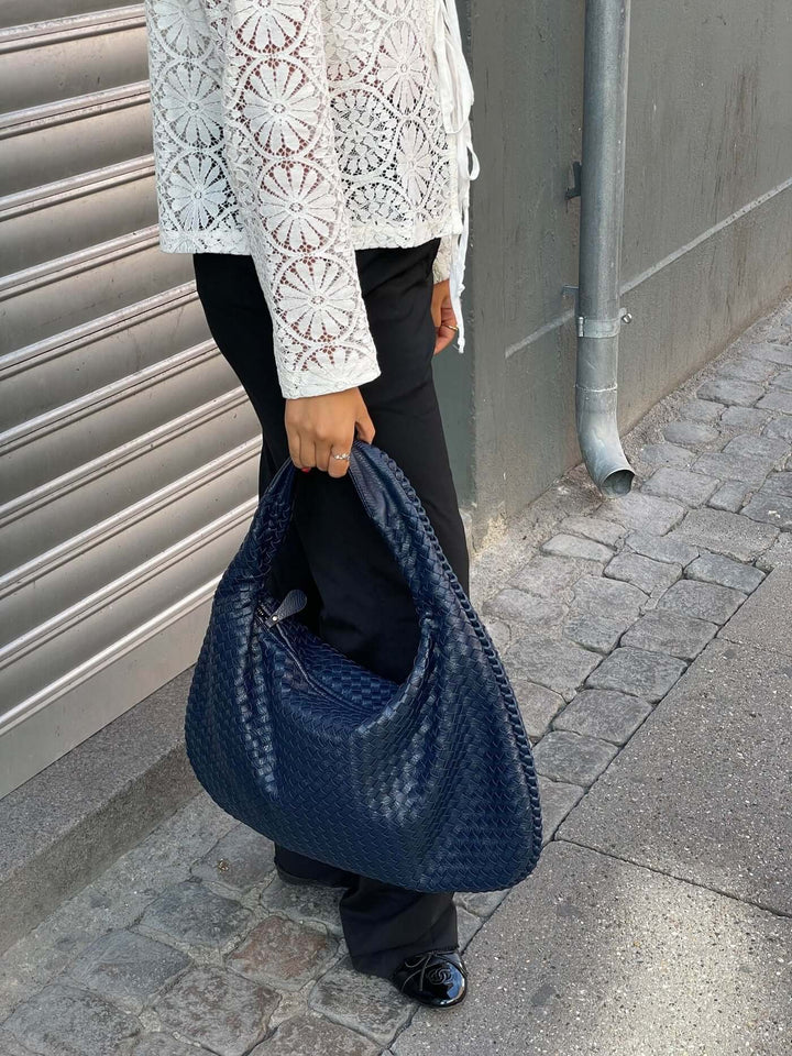 Drune | Vintage Umhängetasche Damen Geflochtene Handtasche mit Reißverschluss Im Sale