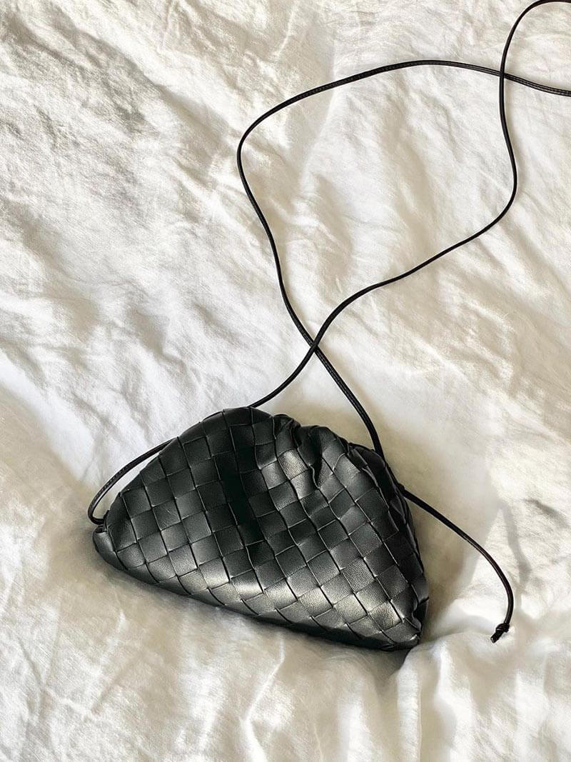 Drune | Leder Umhängetasche für Damen - Minimalistische Gewebte Tasche