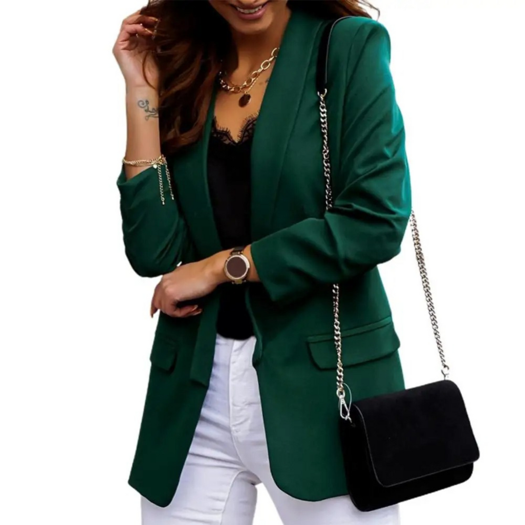 Drune | Einfarbige Jacke, Moderner Damen Blazer mit Revers und Langen Ärmeln