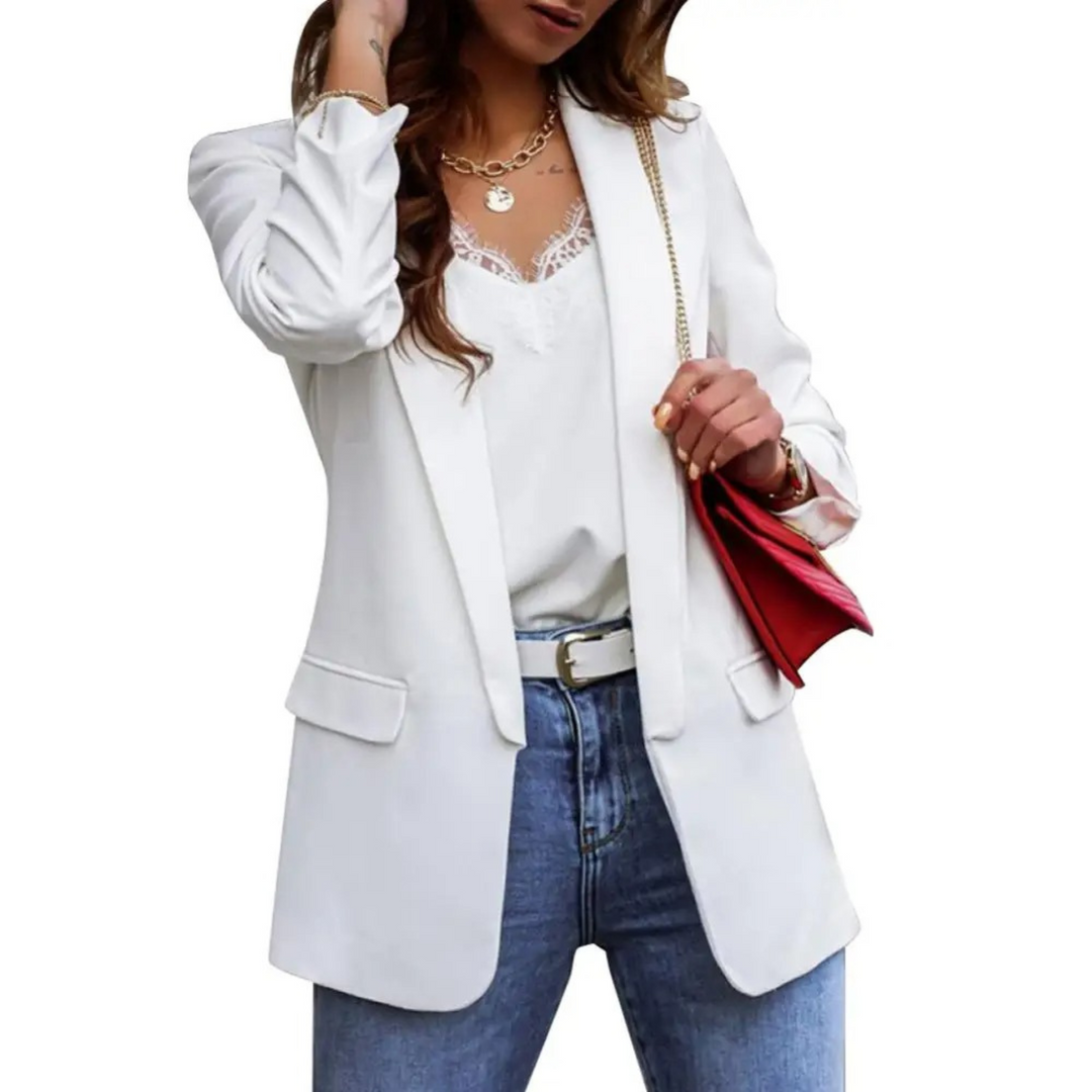 Drune | Einfarbige Jacke, Moderner Damen Blazer mit Revers und Langen Ärmeln