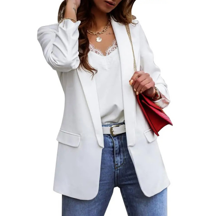 Drune | Einfarbige Jacke, Moderner Damen Blazer mit Revers und Langen Ärmeln