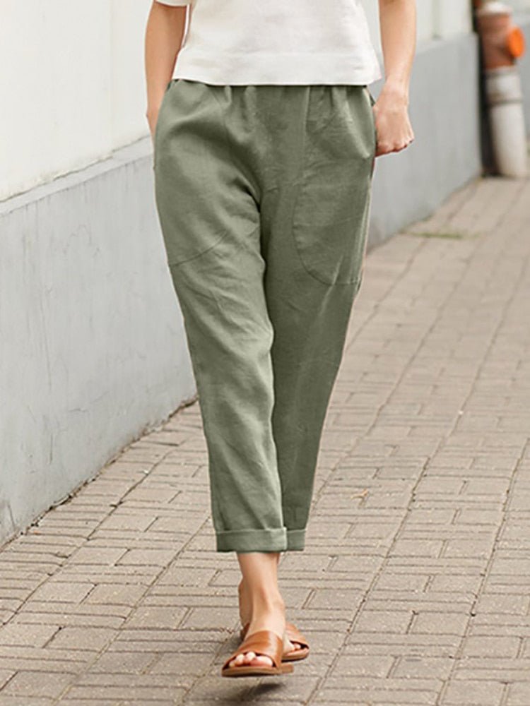 Drune | Loose Fit Taschen Leinenhosen Damenbekleidung