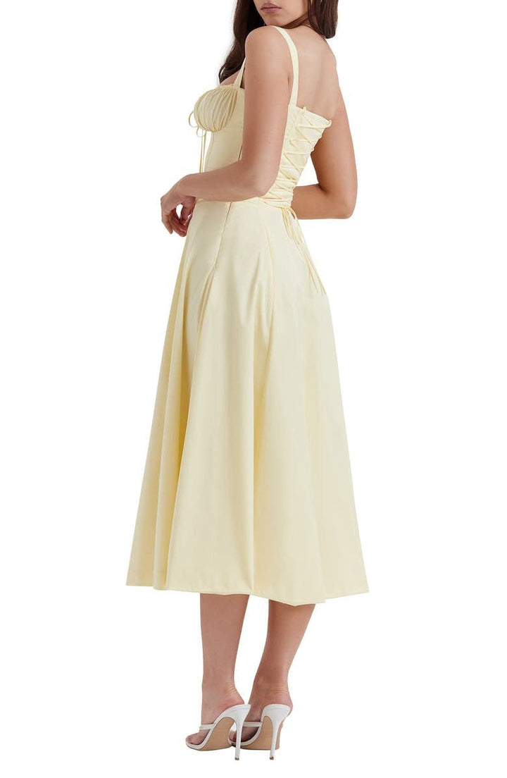 Drune | Ärmellos Rückenkrawatte Midikleid Sonnenkleid