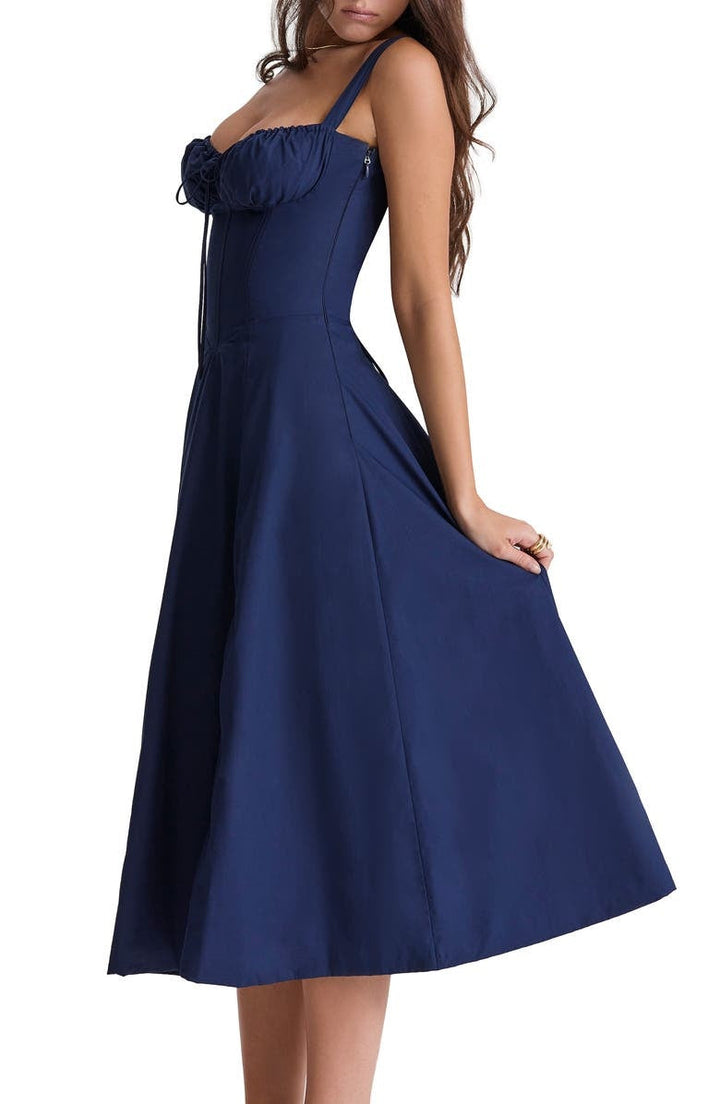 Drune | Ärmellos Rückenkrawatte Midikleid Sonnenkleid