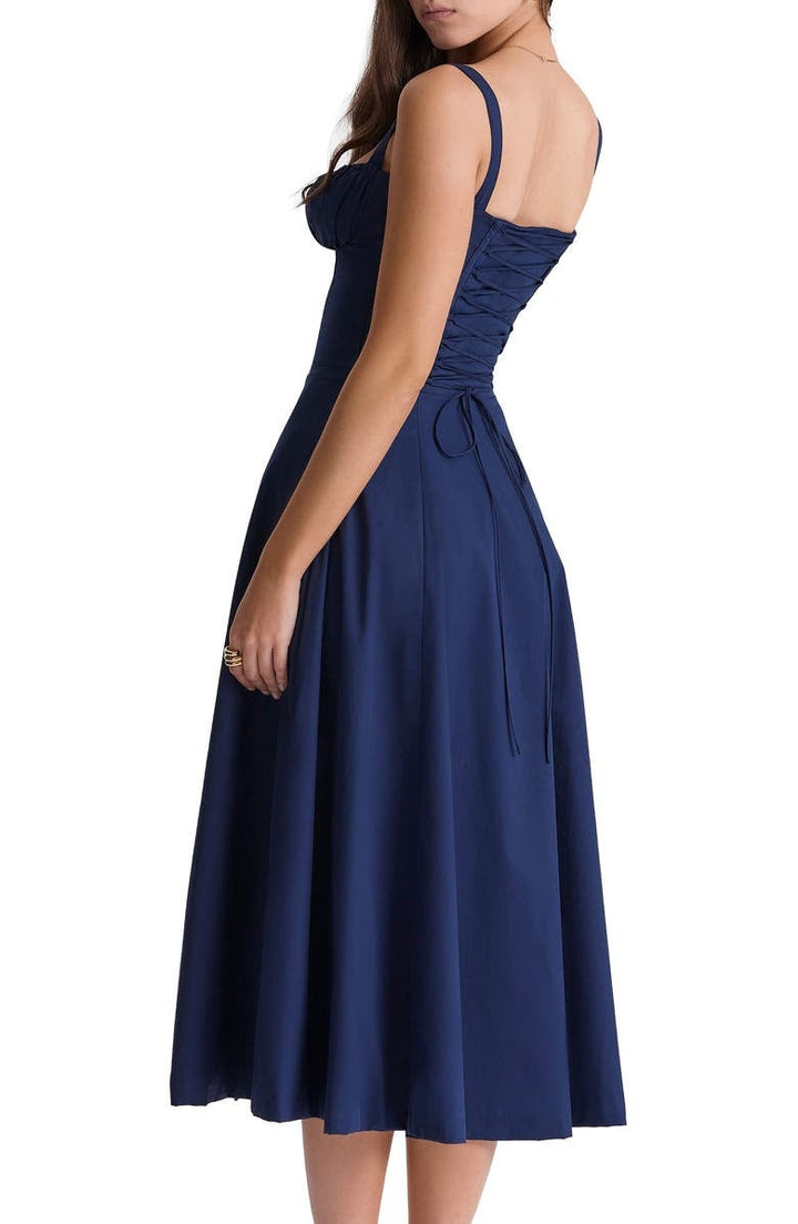 Drune | Ärmellos Rückenkrawatte Midikleid Sonnenkleid