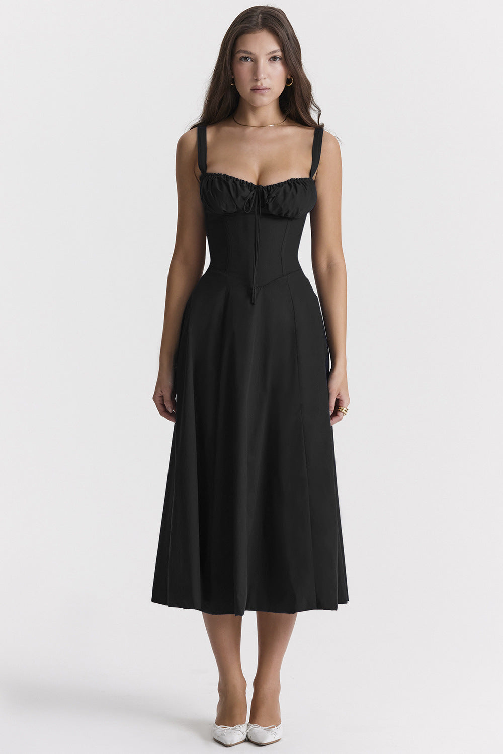 Drune | Ärmellos Rückenkrawatte Midikleid Sonnenkleid