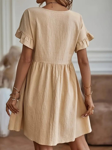 Drune | Loose Fit Kurze Ärmel Rüschenkleid Kurzes Kleid
