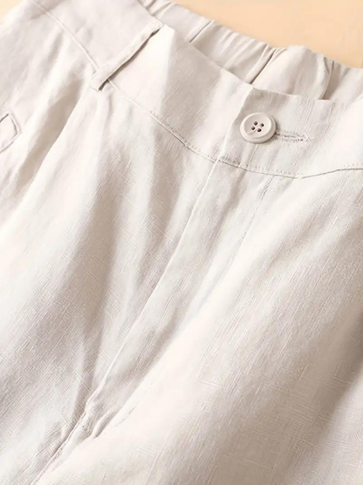 Drune | Sommershorts, elastische Taille, lockere Passform, Shorts mit hoher Taille, Damenbekleidung
