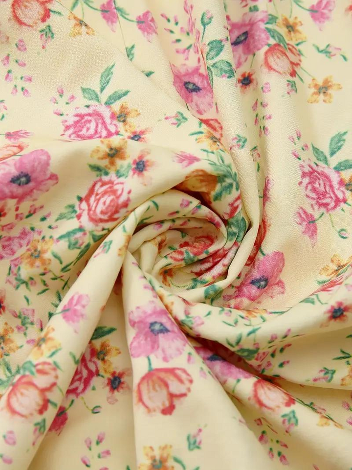Drune | Blumendruck Puffärmel Sommerkleid Maxikleid