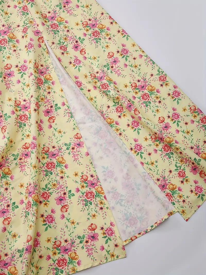 Drune | Blumendruck Puffärmel Sommerkleid Maxikleid