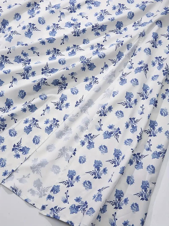 Drune | Blumendruck Puffärmel Sommerkleid Maxikleid