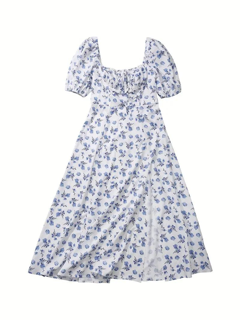 Drune | Blumendruck Puffärmel Sommerkleid Maxikleid