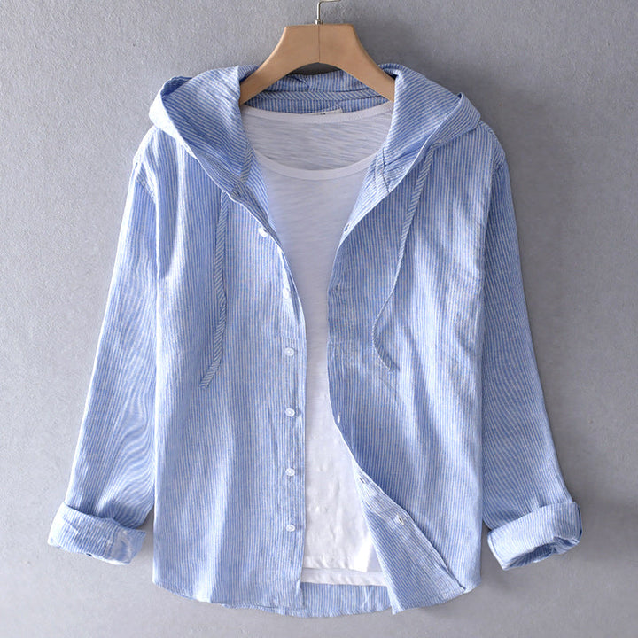Drune | Damen Luftige Weiche Bluse mit Kapuze Taschen