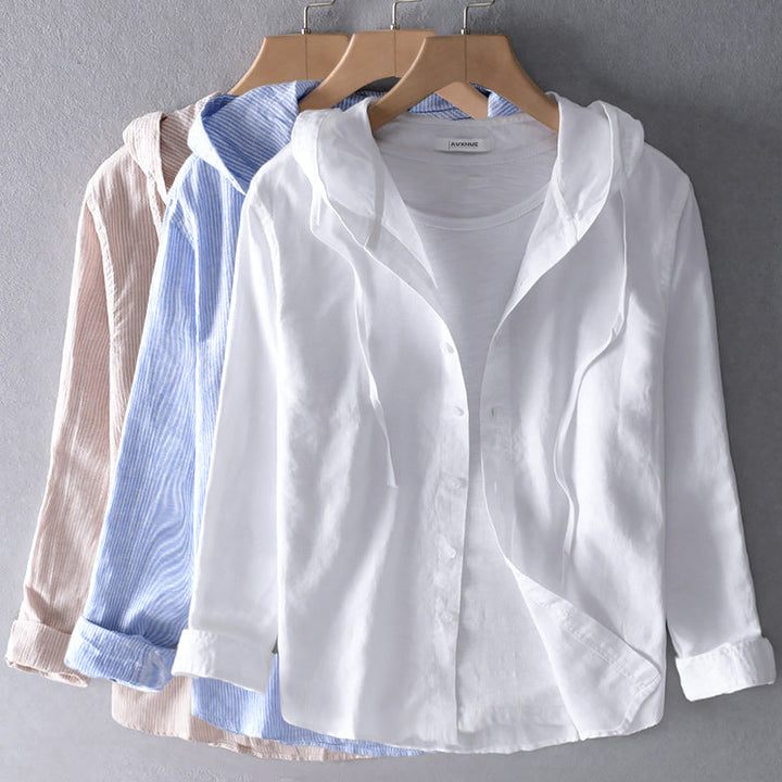 Drune | Damen Luftige Weiche Bluse mit Kapuze Taschen