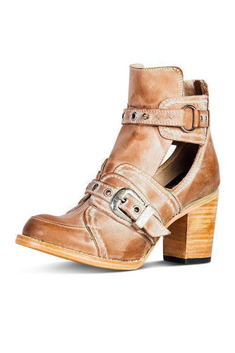 Drune | Rustikales Stiefelette mit Blockabsatz