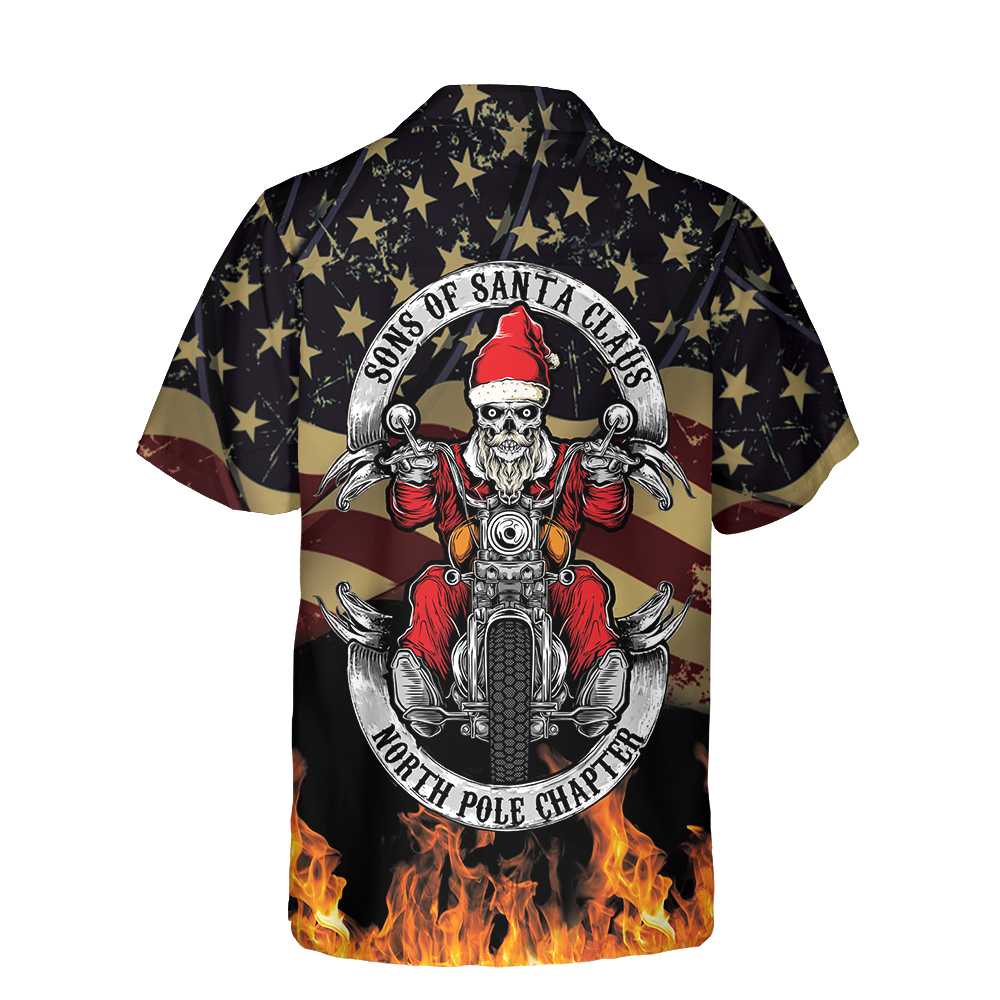 Drune | Sons Of Santa Claus Nordpol Kapitel Weihnachts Hawaiian Shirt, Motorradliebhaber Geschenk zu Weihnachten