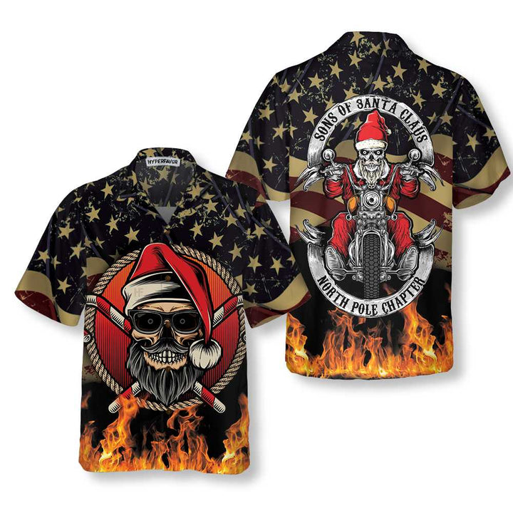Drune | Sons Of Santa Claus Nordpol Kapitel Weihnachts Hawaiian Shirt, Motorradliebhaber Geschenk zu Weihnachten