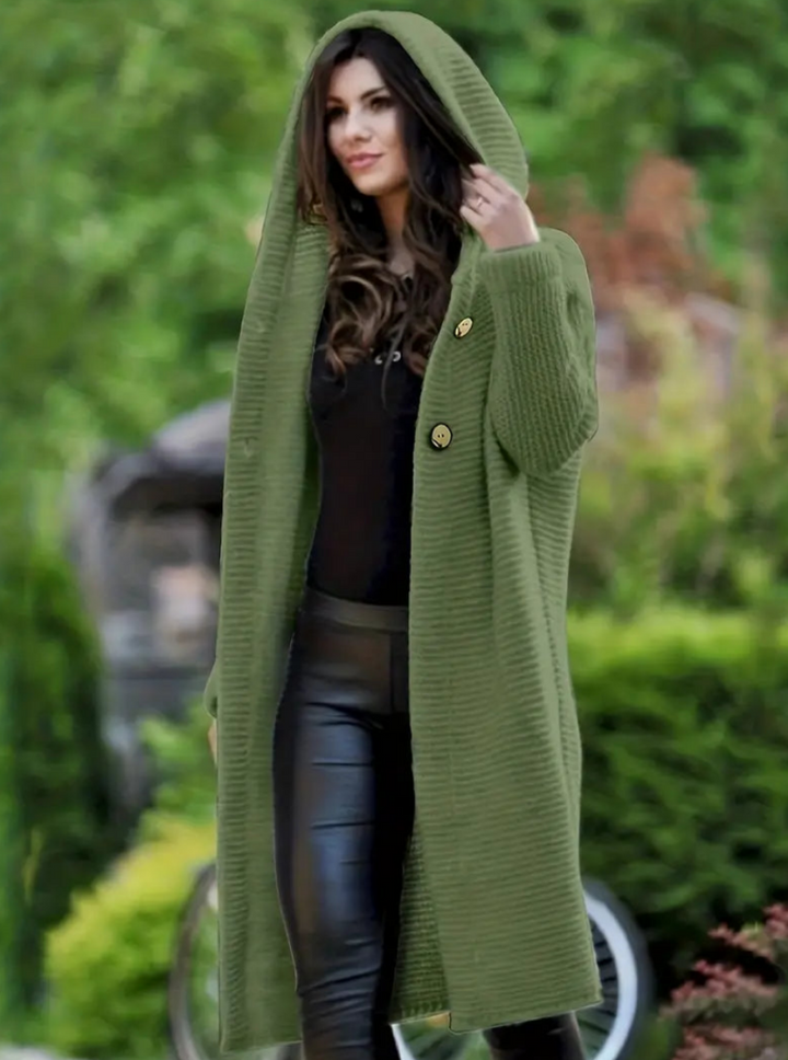 Drune | oversized gestrickter Hoodie Mantel - trendiger langer Damen Cardigan
