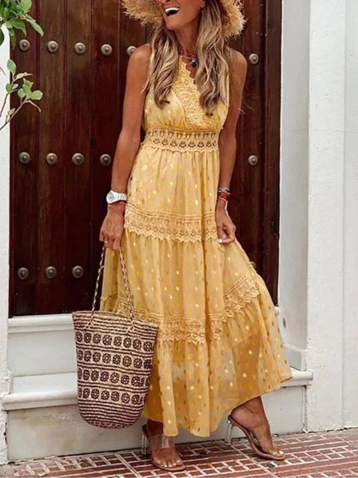 Drune | Ärmellos V-Ausschnitt Maxikleid Sommerkleid