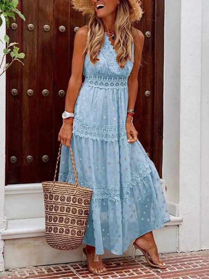 Drune | Ärmellos V-Ausschnitt Maxikleid Sommerkleid