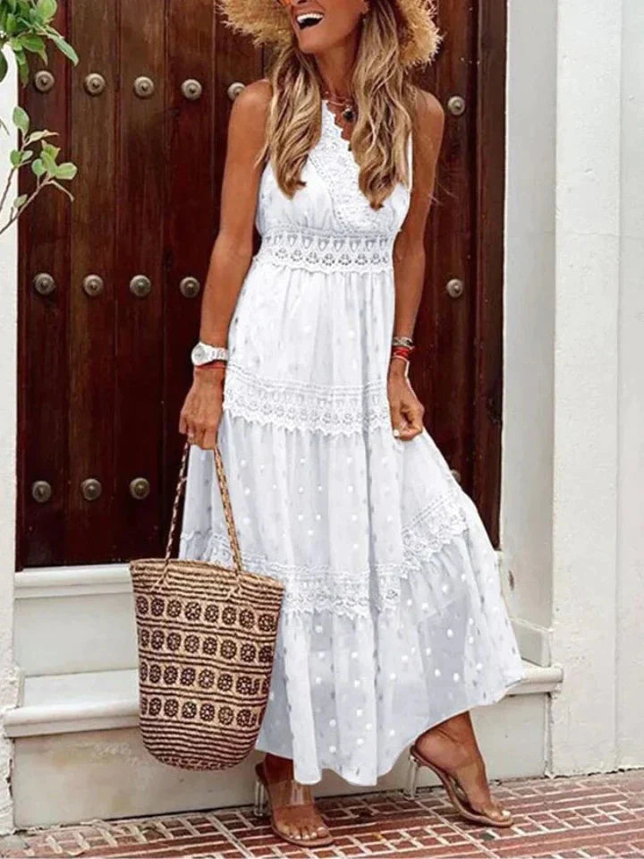 Drune | Ärmellos V-Ausschnitt Maxikleid Sommerkleid