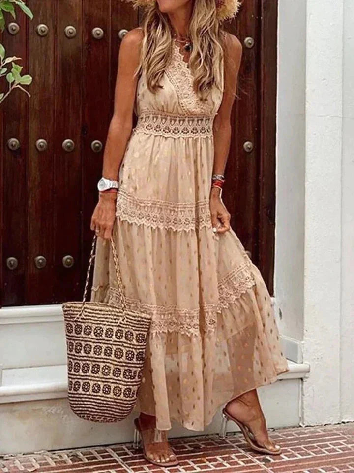 Drune | Ärmellos V-Ausschnitt Maxikleid Sommerkleid