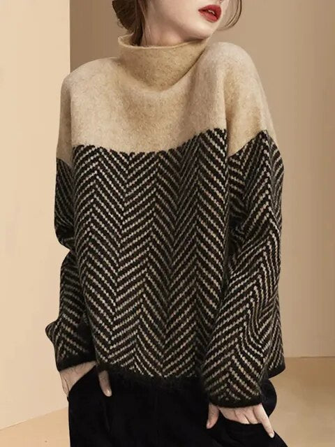 Drune | Geteilter Weicher Pullover mit mittlerem Kragen
