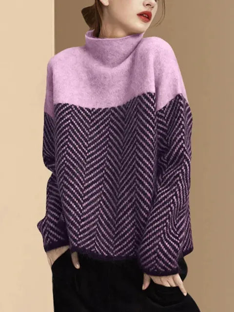 Drune | Geteilter Weicher Pullover mit mittlerem Kragen