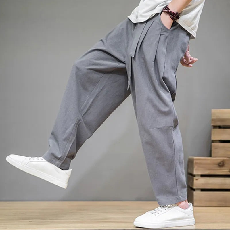 Herren Lässige Leinenhose In Taupe Farbe