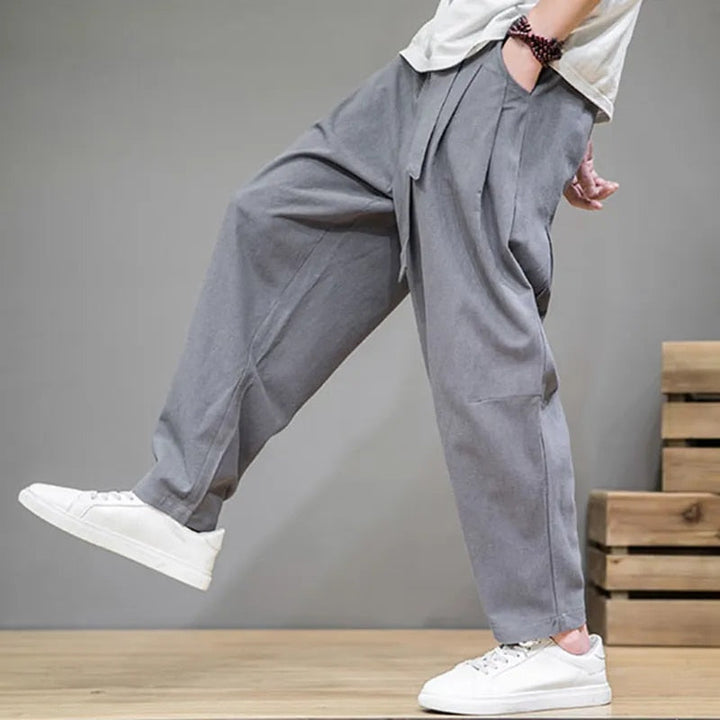 Herren Lässige Leinenhose In Taupe Farbe