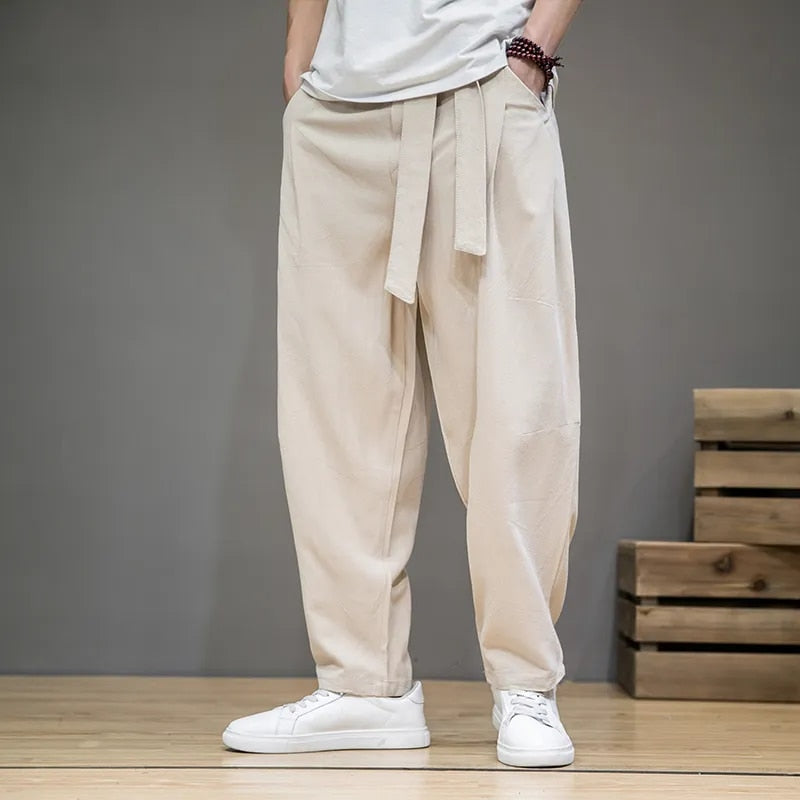Herren Lässige Leinenhose In Taupe Farbe