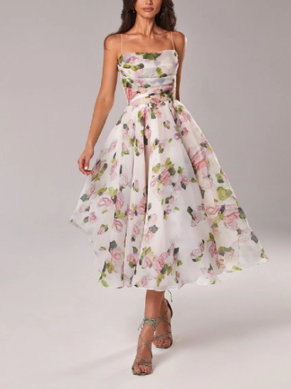 Drune | Asymmetrisches Kleid mit bedrucktem Gürtel